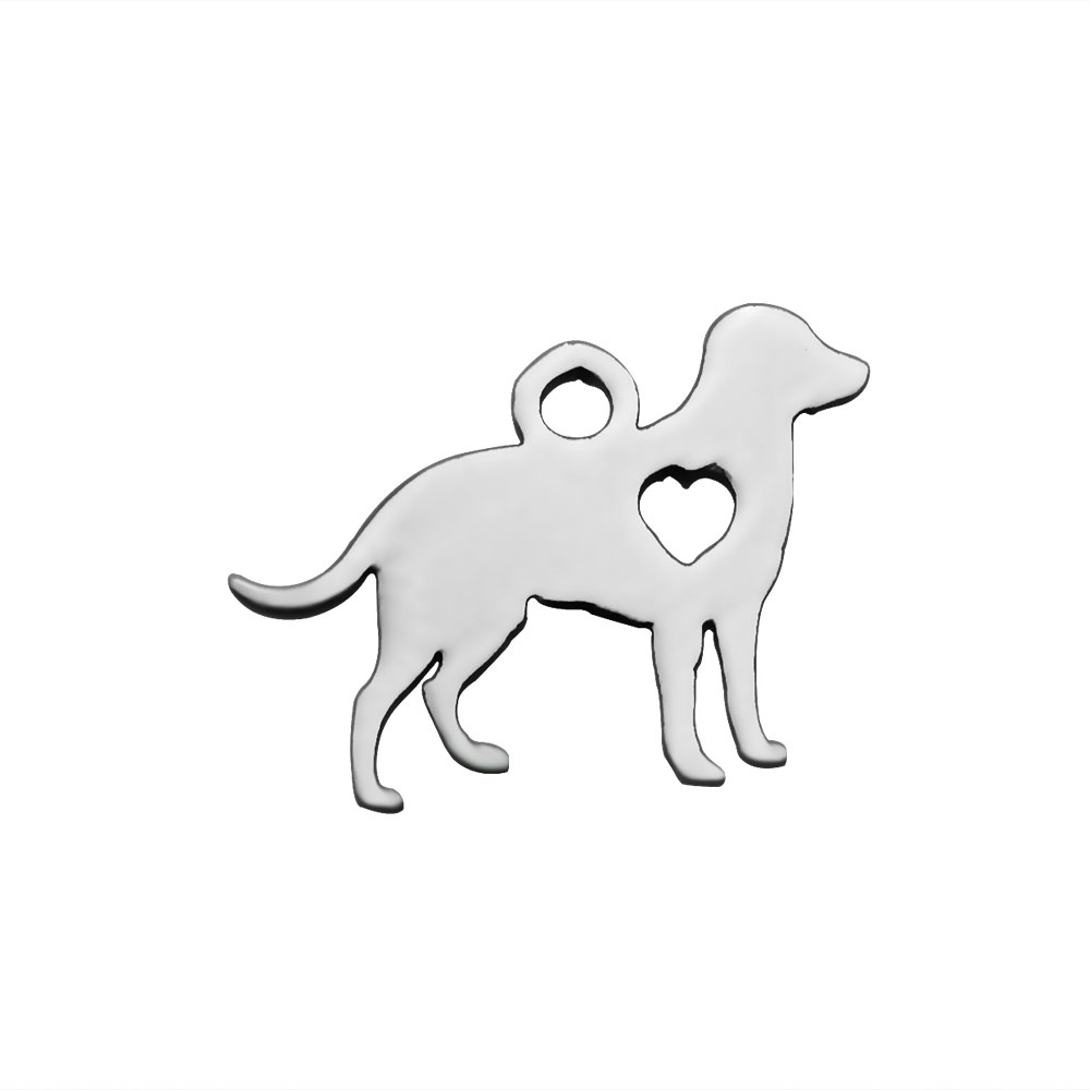 PandaHall 304 Stainless Steel Charms, Dog, Stainless Steel Color, 11x15.5x1mm, Hole: 1.5mm Stainless Steel Dog
