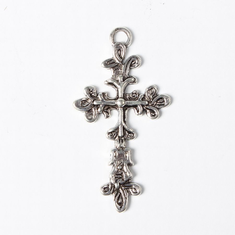 PandaHall Tibetan Style Gothic Pendant, Lead Free and Cadmium Free, Antique Silver, 47.5mm long, 25mm wide, 3mm thick, hole: 2.5mm Alloy...