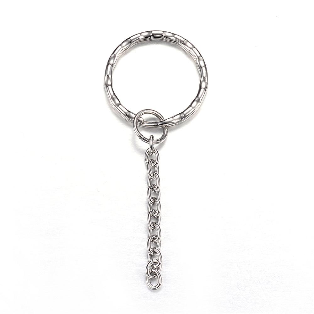 PandaHall 304 Stainless Steel Key Chain Ring, Stainless Steel Color, 67mm Stainless Steel Ring