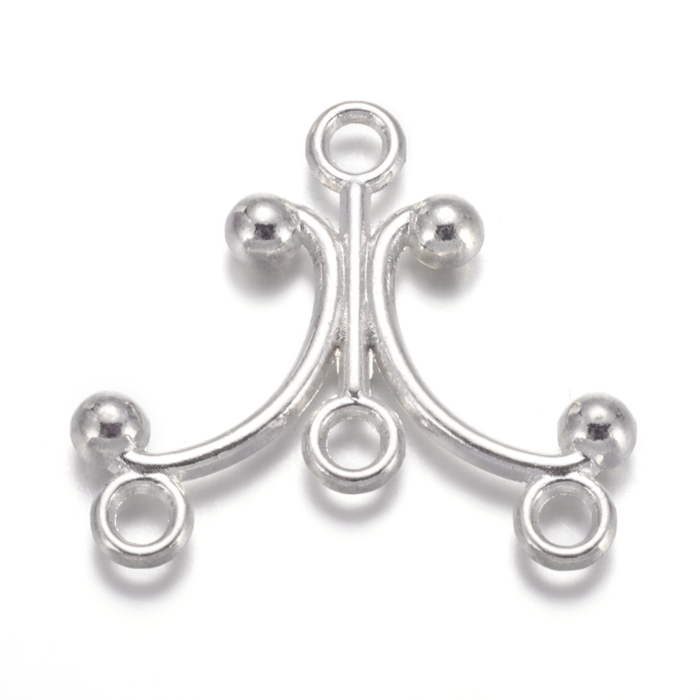 PandaHall Tibetan Style Chandelier Components, Lead Free, Cadmium Free and Nickel Free, Triangle, Silver, Size: about 25mm long, 28mm wide...