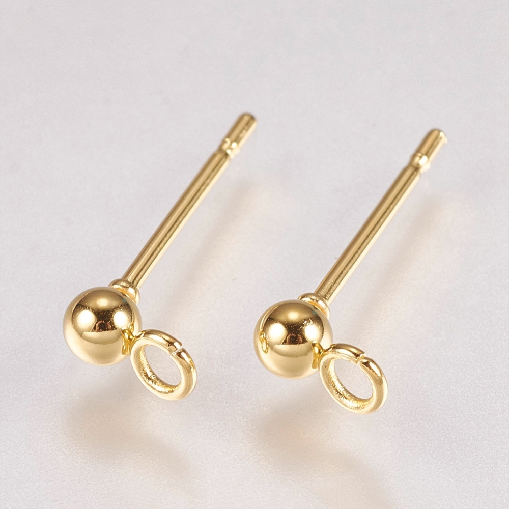 PandaHall 304 Stainless Steel Stud Earring Findings, Golden, 6x3x14mm, Hole: 1.2mm, Pin: 0.8mm Stainless Steel