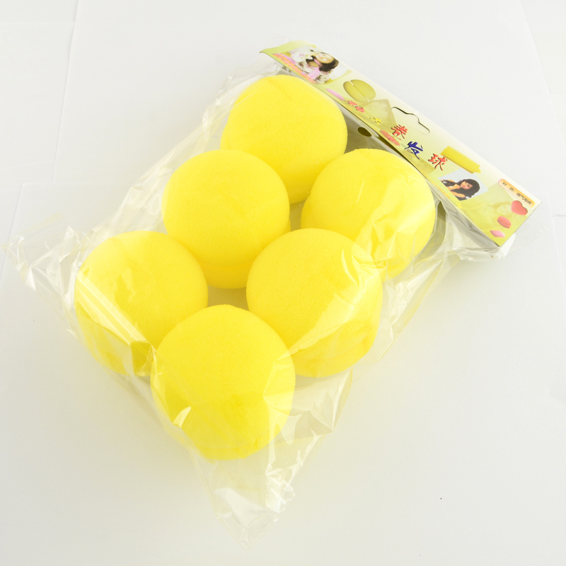 PandaHall Round Sphere Sponge DIY Hair Roller, Yellow, 56x58mm; 6pcs/bag Sponge Yellow