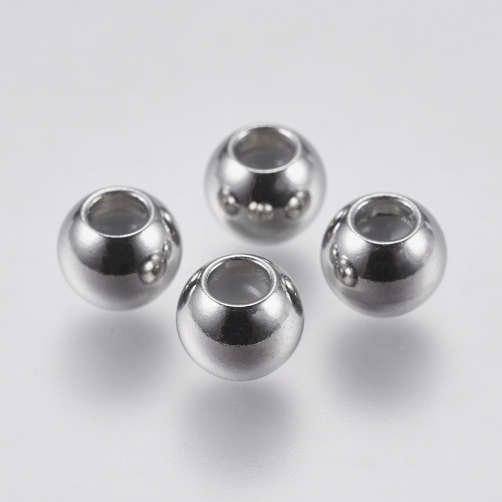 PandaHall 304 Stainless Steel Beads, with Rubber Inside, Slider Beads, Stopper Beads, Rondelle, Stainless Steel Color, 6x5mm, Hole: 1.5mm...