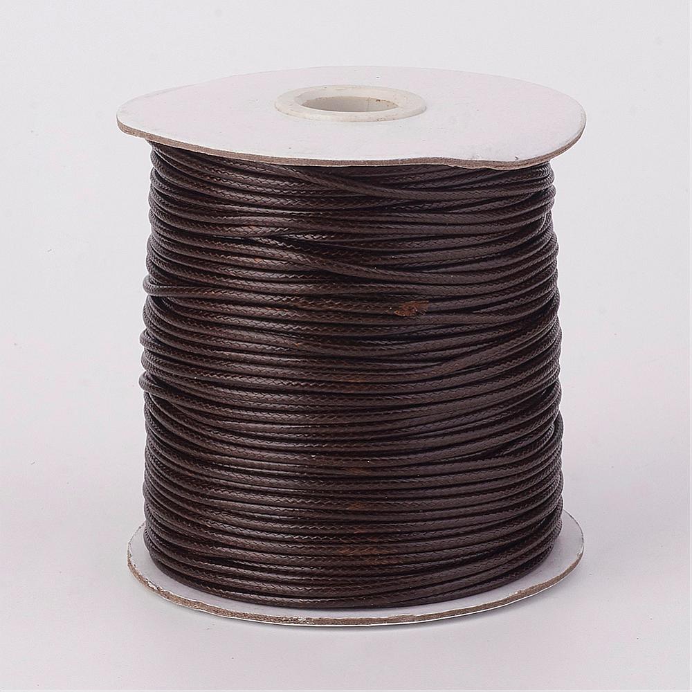 PandaHall Environmental Korean Waxed Polyester Cord, CoconutBrown, 2mm; about 100yards/roll(91.44m/roll). Waxed Polyester Cord Brown