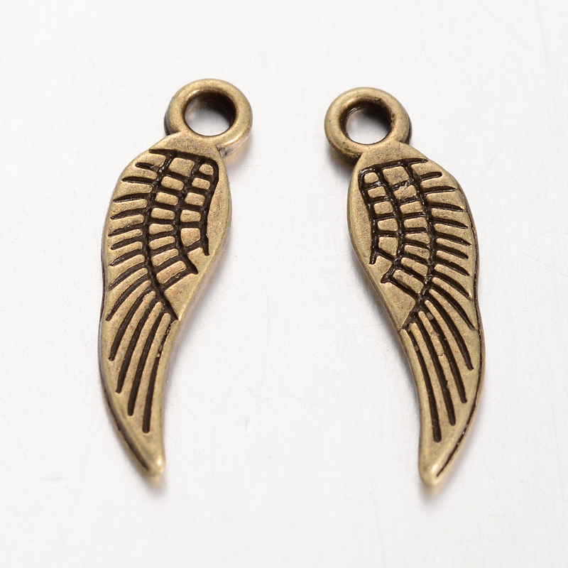 PandaHall Tibetan Style Pendants, Wing, Cadmium Free & Lead Free, Antique Bronze, 18x5mm, Hole: 1.5mm Alloy Wing