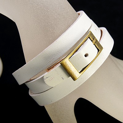 PandaHall Leather Triple Wrap Bracelets, with Iron Clasps, White, 23-5/8"~24-1/2"x3/8"(600~620x8.5mm) Leather White