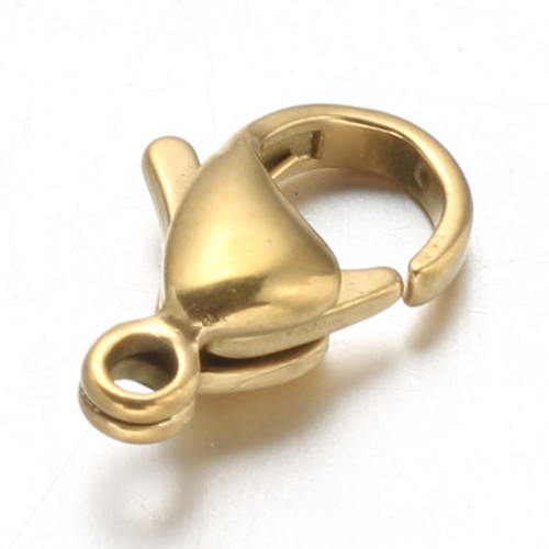 PandaHall 304 Stainless Steel Lobster Claw Clasps, Golden, 12x8x4mm, Hole: 1mm Stainless Steel Others