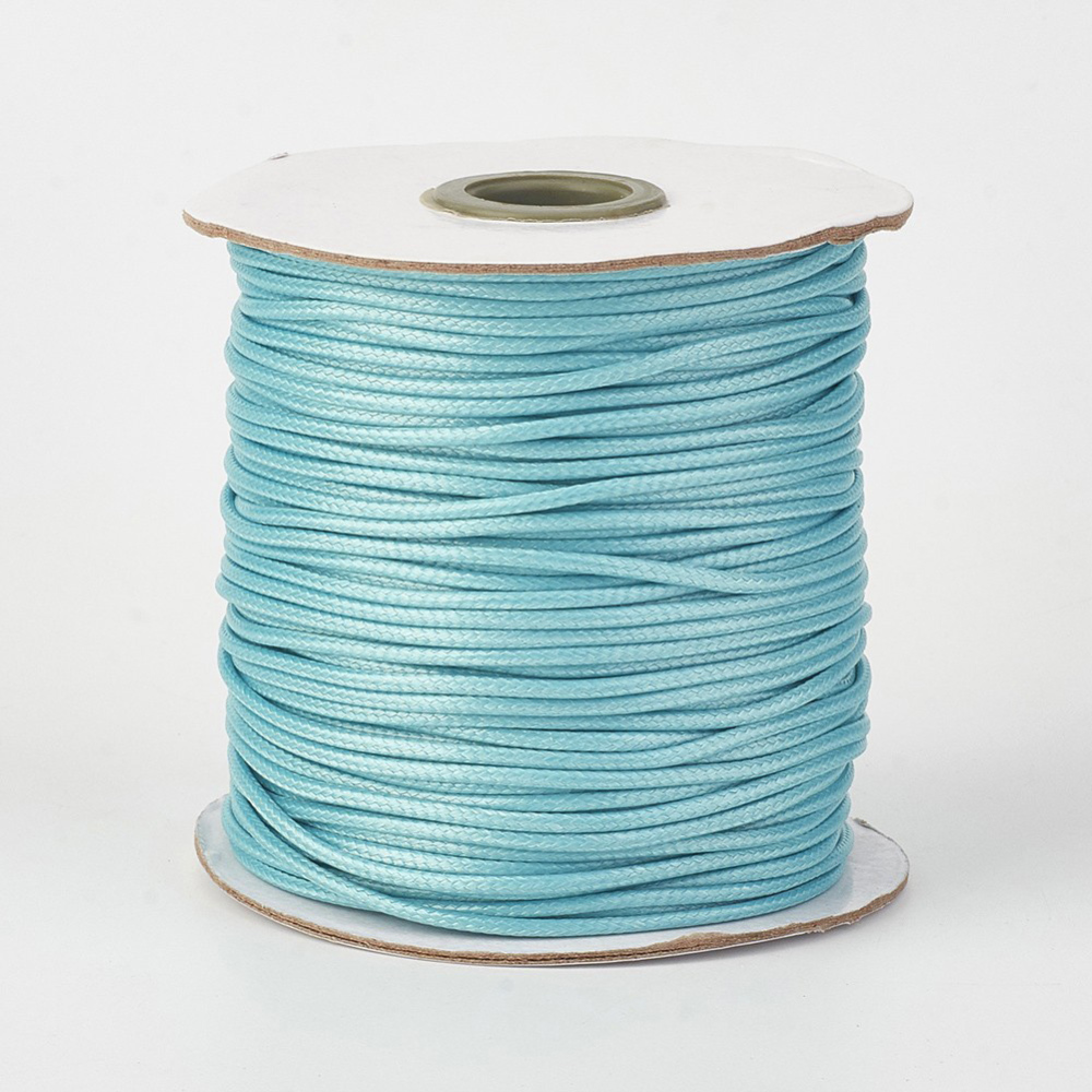 PandaHall Environmental Korean Waxed Polyester Cord, Cyan, 1mm; about 200yards/roll(182.88m/roll) Waxed Polyester Cord Cyan