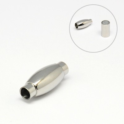 PandaHall 304 Stainless Steel Magnetic Clasps, Column with Barrel, 17x7mm, Hole: 3mm Stainless Steel Column