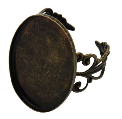 PandaHall Adjustable Brass Filigree Ring Components, Pad Ring Bases, For Antique Rings Making, Antique Bronze, 18x25mm, Inner Diameter: 18mm...