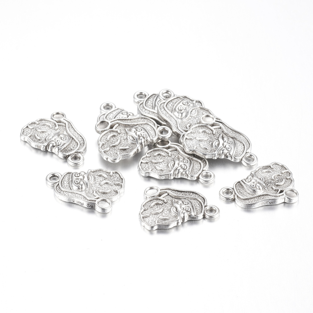 PandaHall Tibetan Style Pendant Cabochon Enamel Settings, Lead Free & Cadmium Free, Santa Claus, for Christmas, Antique Silver, 19x13.5x3mm...