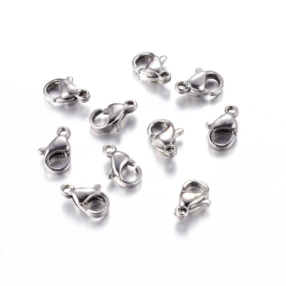 PandaHall 304 Stainless Steel Lobster Claw Clasps, Grade A, Nickel Free, Size: about 6mm wide, 10mm long, 3mm thick, hole: 1.5mm Stainless...