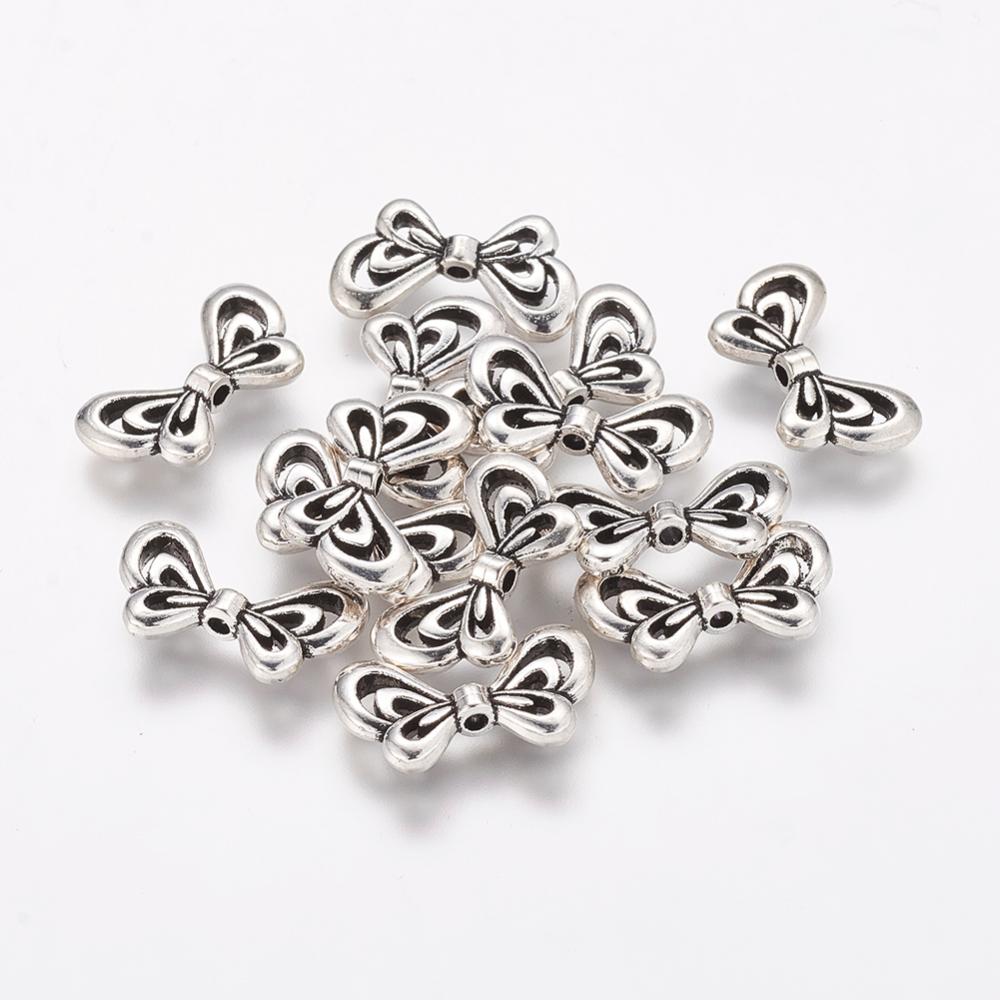 PandaHall Tibetan Style Beads, Cadmium Free & Lead Free & Nickel Free, Butterfly, Antique Silver, 17x10x2.5mm, Hole: 1.5mm Alloy Butterfly