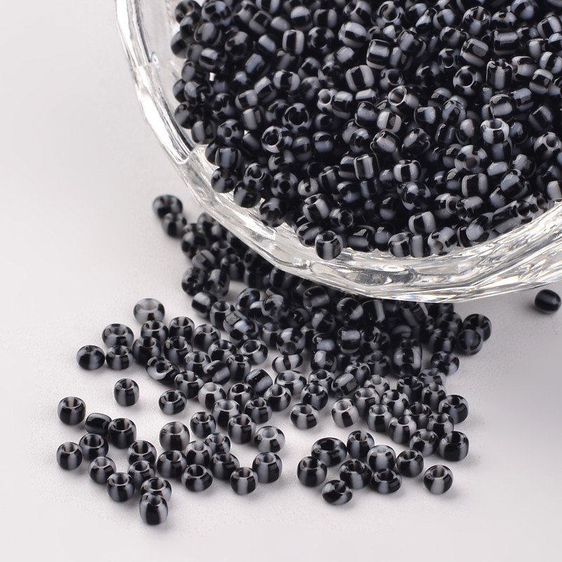 PandaHall 12/0 Opaque Colours Seep Glass Beads, Round Seed Beads, Black, 1.5~2x2mm, Hole: 0.5mm; about 22500pcs/450g Glass Black