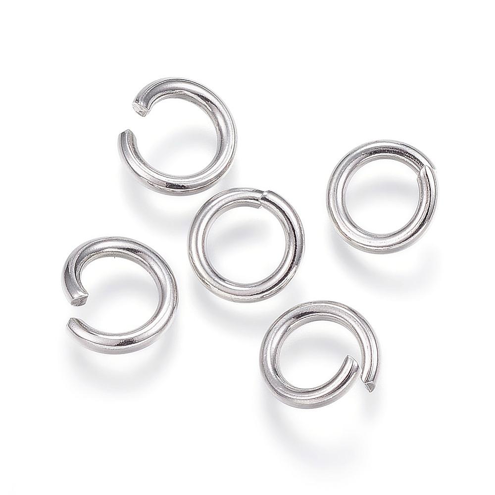 PandaHall 304 Stainless Steel Open Jump Rings, Stainless Steel Color, 11x2mm; Inner Diameter: 7mm Stainless Steel Round