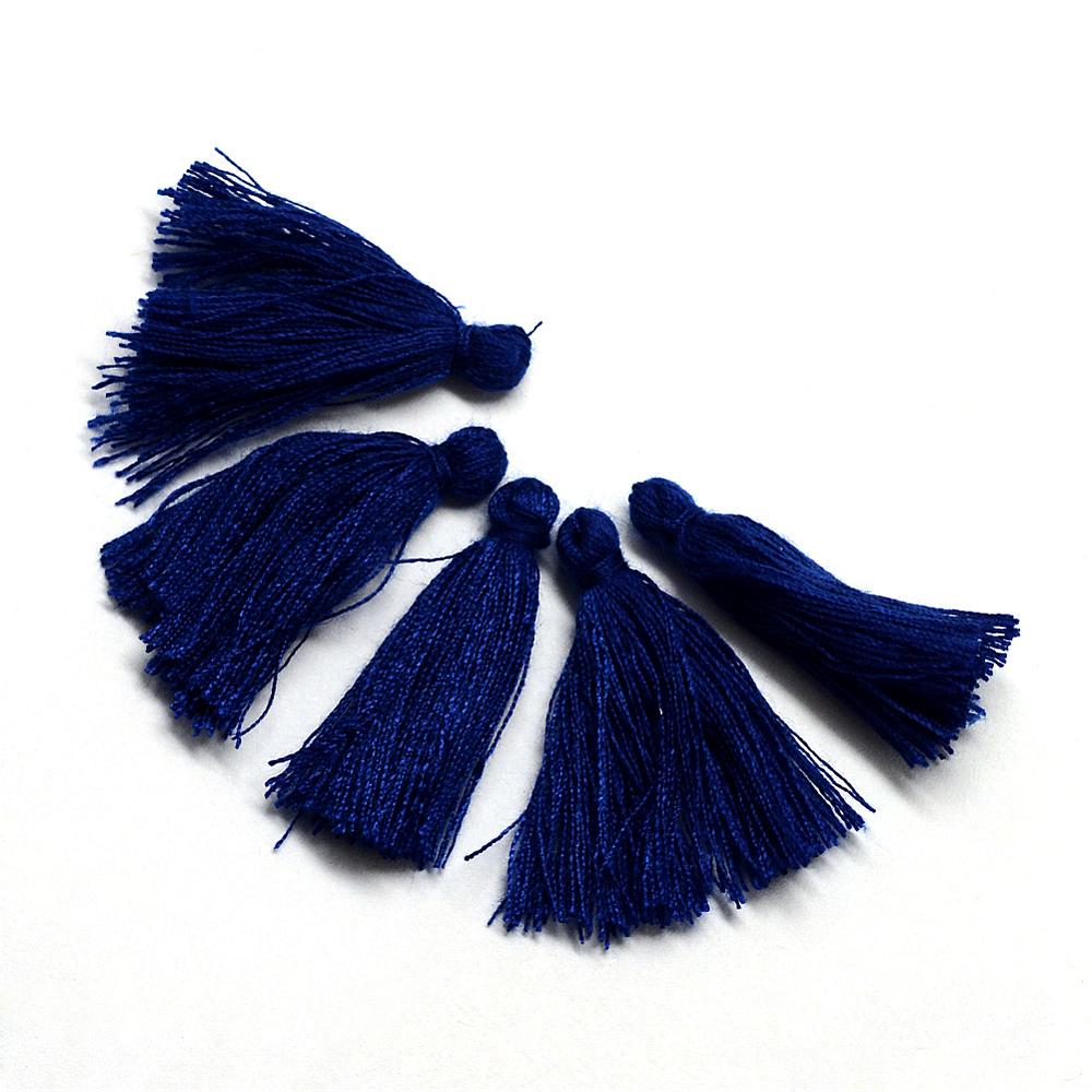 PandaHall Cotton Tassel Decorations, Pendant Decorations, MidnightBlue, 30mm Cotton Blue