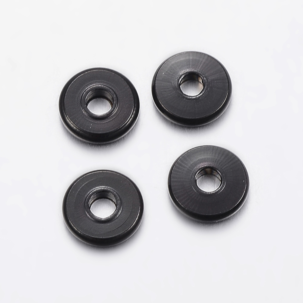 PandaHall 304 Stainless Steel Bead Spacers, Donut, Gunmetal, 6x1mm, Hole: 2mm Stainless Steel Donut