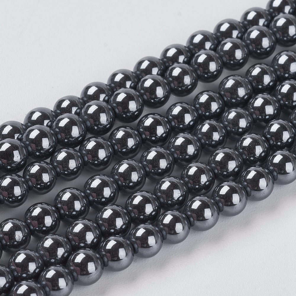 PandaHall Non-magnetic Synthetic Hematite Beads Strands, AAA Grade Round Beads, Black, Size: about 4mm in diameter, hole: 1mm Non-magnetic...