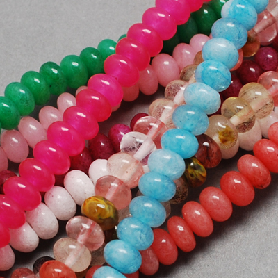 PandaHall Natural Jade Bead Strands, Dyed, Rondelle, Mixed Color, 8x5mm, Hole: 1mm, 14.9" Other Jade Rondelle Multicolor