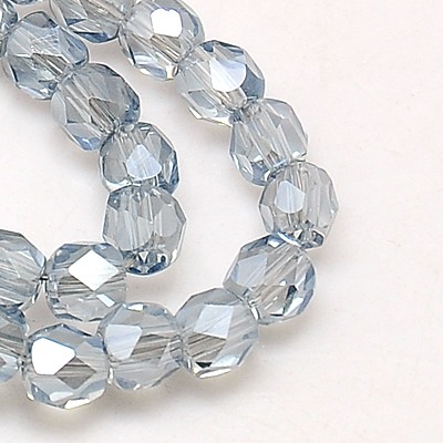 PandaHall Electroplate Glass Beads Strands, Pearl Luster Plated, Faceted, Cube, LightGrey, 6x6x6mm, Hole: 1mm; about 71pcs/strand, 16.5"...