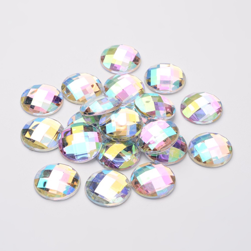 PandaHall Imitation Taiwan Acrylic Rhinestone Flat Back Cabochons, Faceted, Half Round/Dome, Mixed Color, 18x5mm, 200pcs/bag Acrylic...