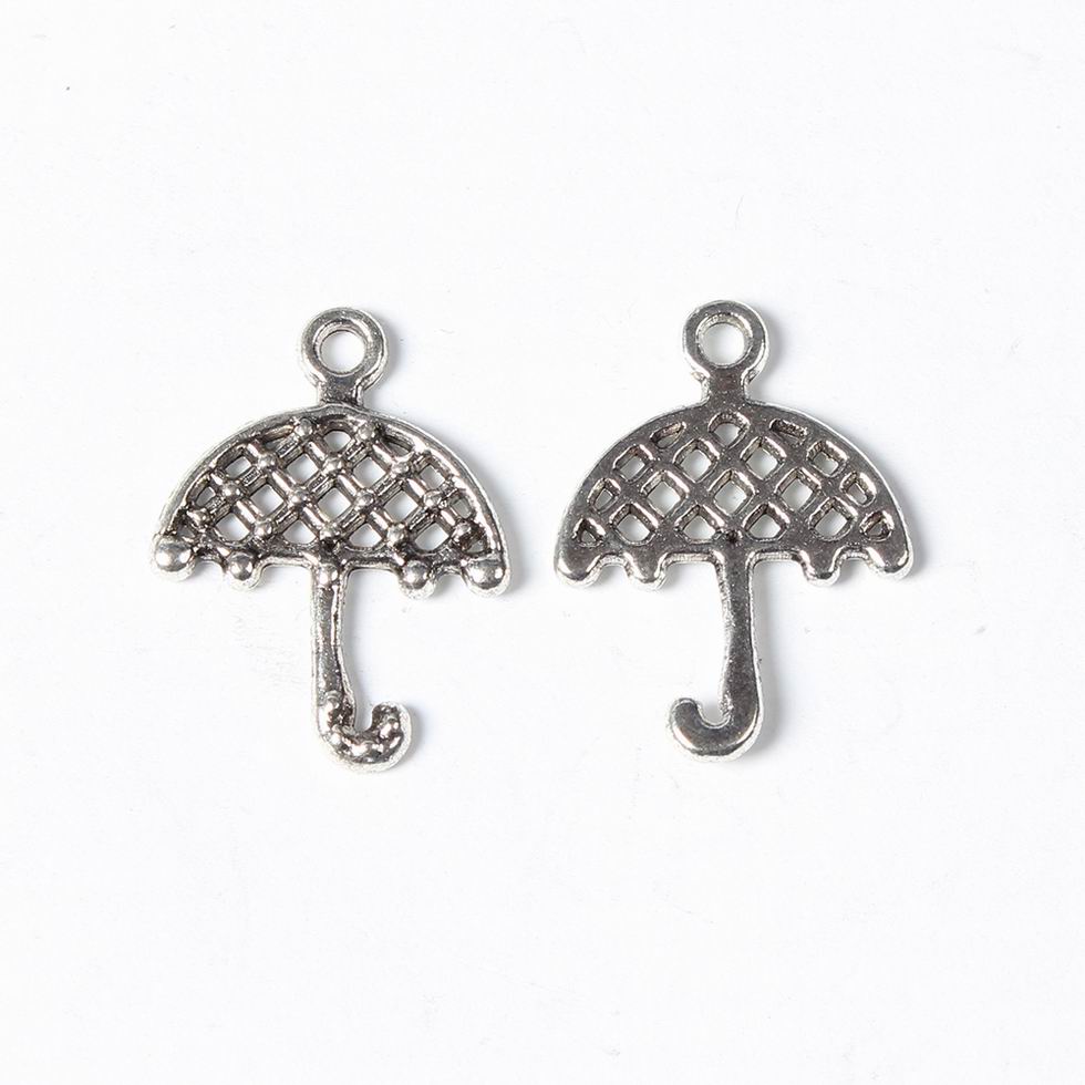 PandaHall Tibetan Silver Umbrella Pendants, Antique Silver, Lead Free & Cadmium Free; 21.5x16x2mm, Hole: 2mm Alloy Umbrella