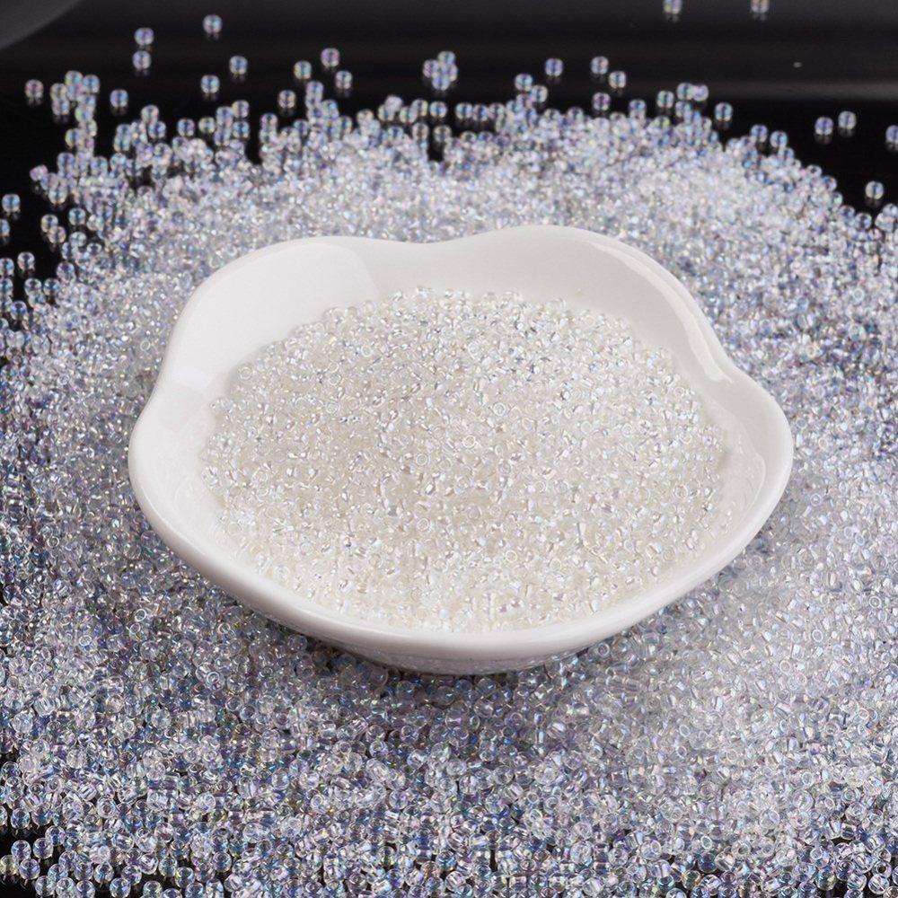 PandaHall TOHO&reg Japan Import Glass Round Seed Beads, 11/0 Full Gloss Iridescent Crystal AB, Colorful, 2x1.5mm, Hole: 0.5mm; about...