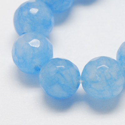 PandaHall Natural Jade Bead Strands, Dyed, Faceted, Round, CornflowerBlue, 8mm; Hole: 1mm, about 48pcs/strand, 14.9" Other Jade Round Blue