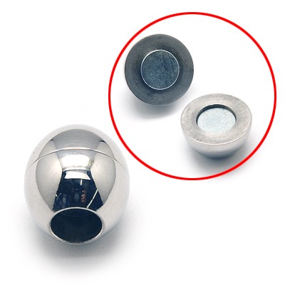 PandaHall 304 Stainless Steel Magnetic Clasps, Round, 13x13mm, Hole: 6mm Stainless Steel Round