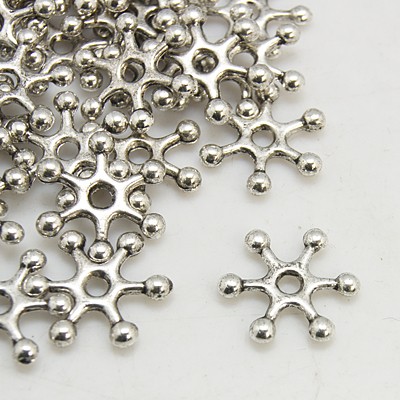 PandaHall Snowflake Tibetan Style Antique Silver Tone Spacer Beads, Lead Free, Cadmium Free and Nickel Free, about 16mm long, 14mm wide, 3mm...