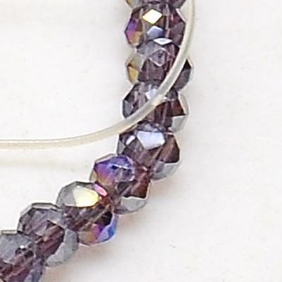PandaHall Electroplate Glass Beads Strands, AB Color Plated, Faceted, Rondelle, Purple, 2.5x2mm, Hole: 0.8mm; about 197pcs/strand, 16.9"...