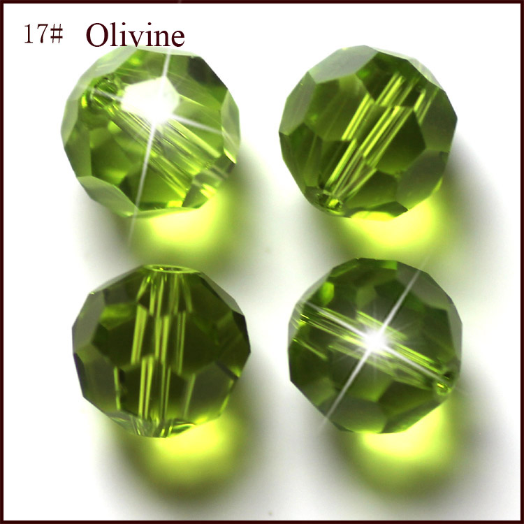 PandaHall Imitation Austrian Crystal Beads, Grade AAA, Faceted, Round, YellowGreen, 6mm, Hole: 1mm Glass Round Green