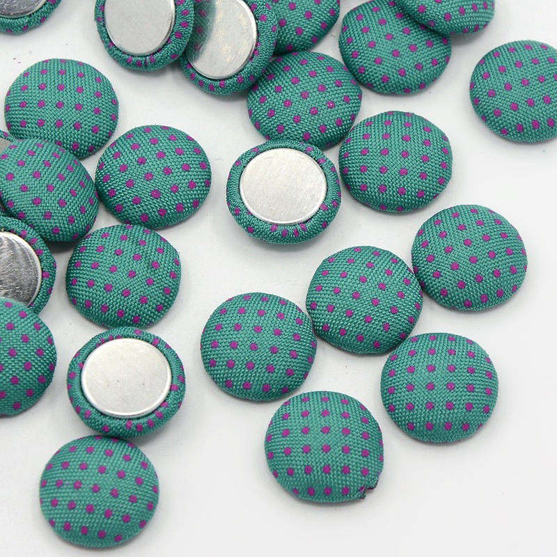 PandaHall Scrapbook Embellishments Garment Accessories FlatBack Half Round Dome Polka Dot Cloth Fabric Covered Cabochons, with Aluminum...