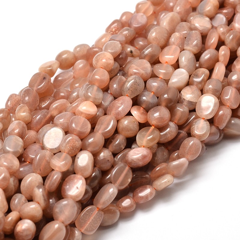 PandaHall Natural Sunstone Nuggets Beads Strands, 5~10x6~7x3~7mm, hole: 1mm; about 14.9"~15.7" Sunstone Nuggets