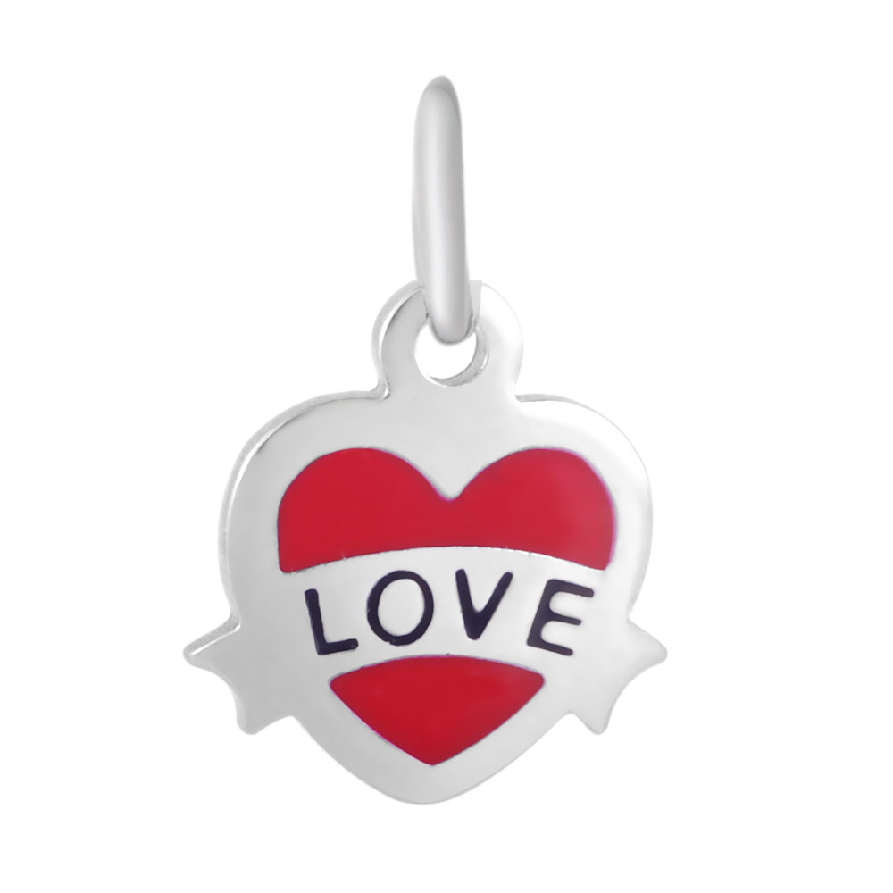 PandaHall 304 Stainless Steel Enamel Pendants, with Jump Ring, Heart with Word Love, Stainless Steel Color, 16x15x1.5mm, Hole: 5mm Stainless...