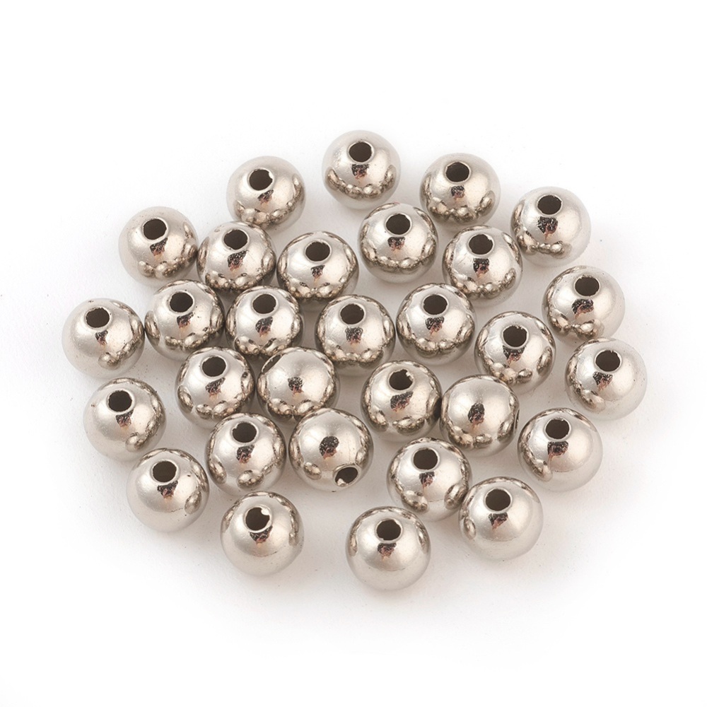 PandaHall CCB Plastic Beads, Round, Nickel Color, about 8mm in diameter, hole: 2mm Plastic Round