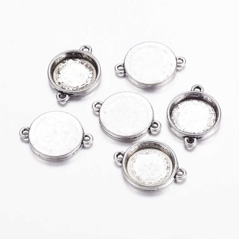 PandaHall Tibetan Style Connector Cabochon Settings, Lead Free and Cadmium Free, Antique Silver Color, about 26mm long, 19mm wide, 3.5mm...