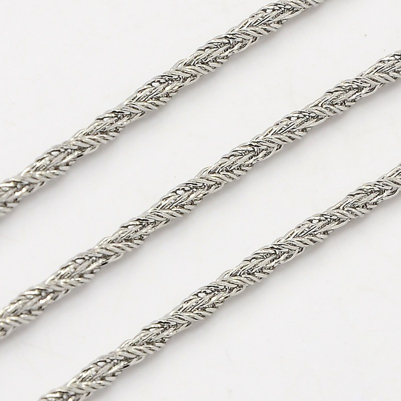 PandaHall 304 Stainless Steel Pretzel Chains, Stainless Steel Color, 1.5mm Stainless Steel
