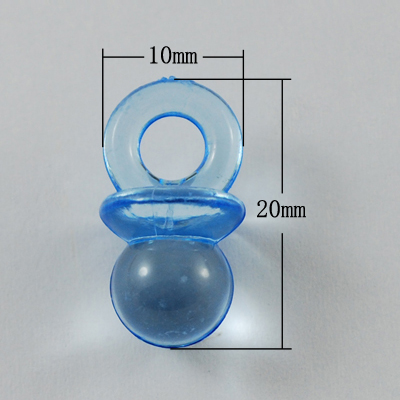 PandaHall DodgerBlue Color Transparent Acrylic Baby Pacifier Pendants, 20x10x10mm, Hole: 5mm Acrylic Others Blue
