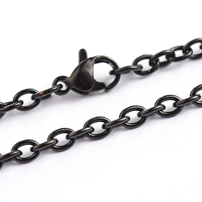 PandaHall 304 Stainless Steel Cable Chain Necklaces, Gunmetal, 23.6"(60cm); 3mm Stainless Steel