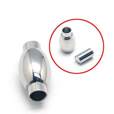 PandaHall 304 Stainless Steel Magnetic Clasps, Oval, 16.5x8.5mm, Hole: 4mm Stainless Steel Oval