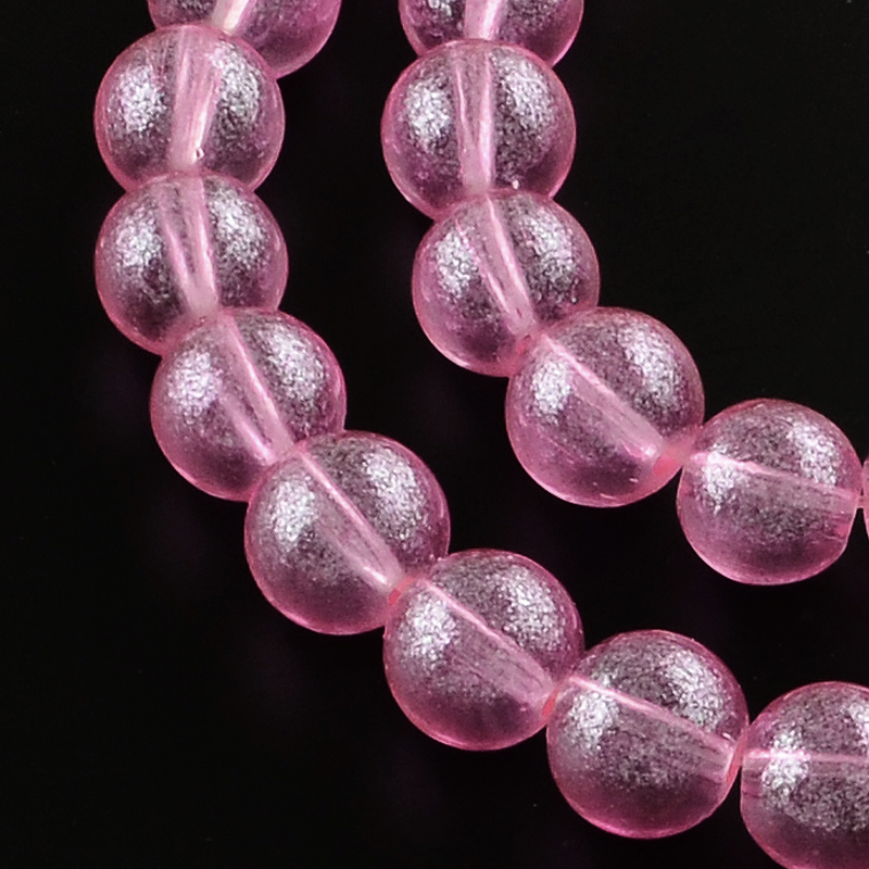 PandaHall Transparent Spray Painted Glass Bead Strands, Round, MediumVioletRed, 8mm; Hole: 1.3~1.6mm; about 104pcs/strand, 32.7" Glass Round...