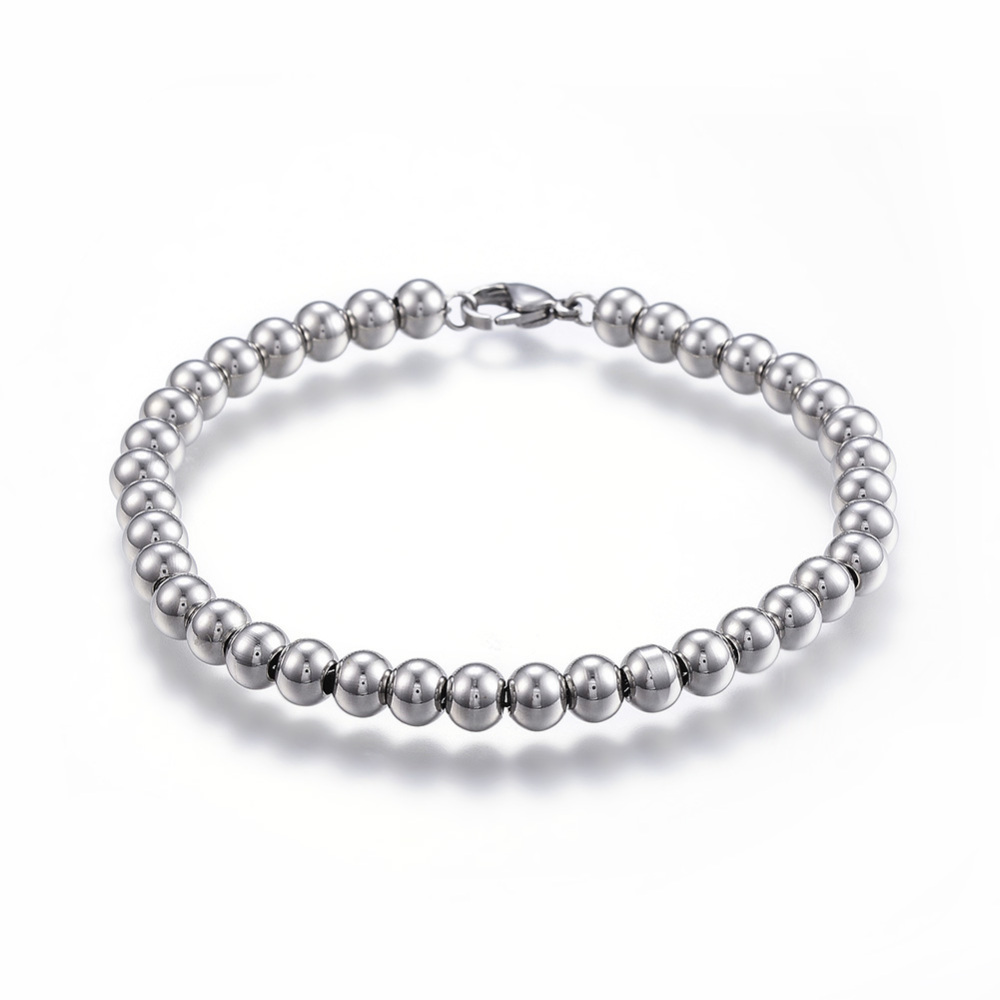 PandaHall 304 Stainless Steel Ball Chain Bracelets, with Lobster Clasps, Platinum, 7-5/8"(195mm)x6mm Stainless Steel