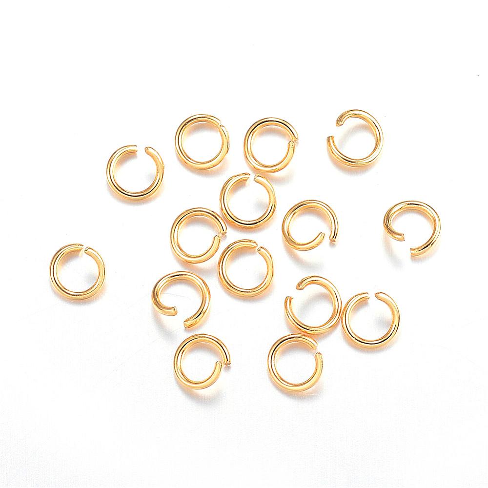 PandaHall 304 Stainless Steel Jump Rings, Open Jump Rings, Golden, 5x0.8mm Stainless Steel Ring