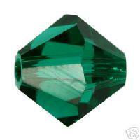 PandaHall Austrian Crystal Beads, 5301 5mm, Bicone, Emerald, Size: about 5mm long, 5mm wide, Hole: 1mm