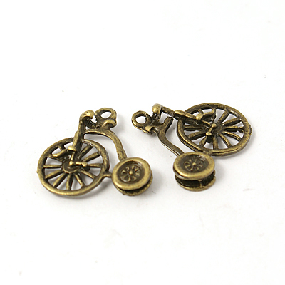 PandaHall Tibetan Style Pendants, Bicycle/Penny Farthing, Antique Bronze, Lead Free, 17x18x3mm, Hole: 1.5mm Alloy Vehicle