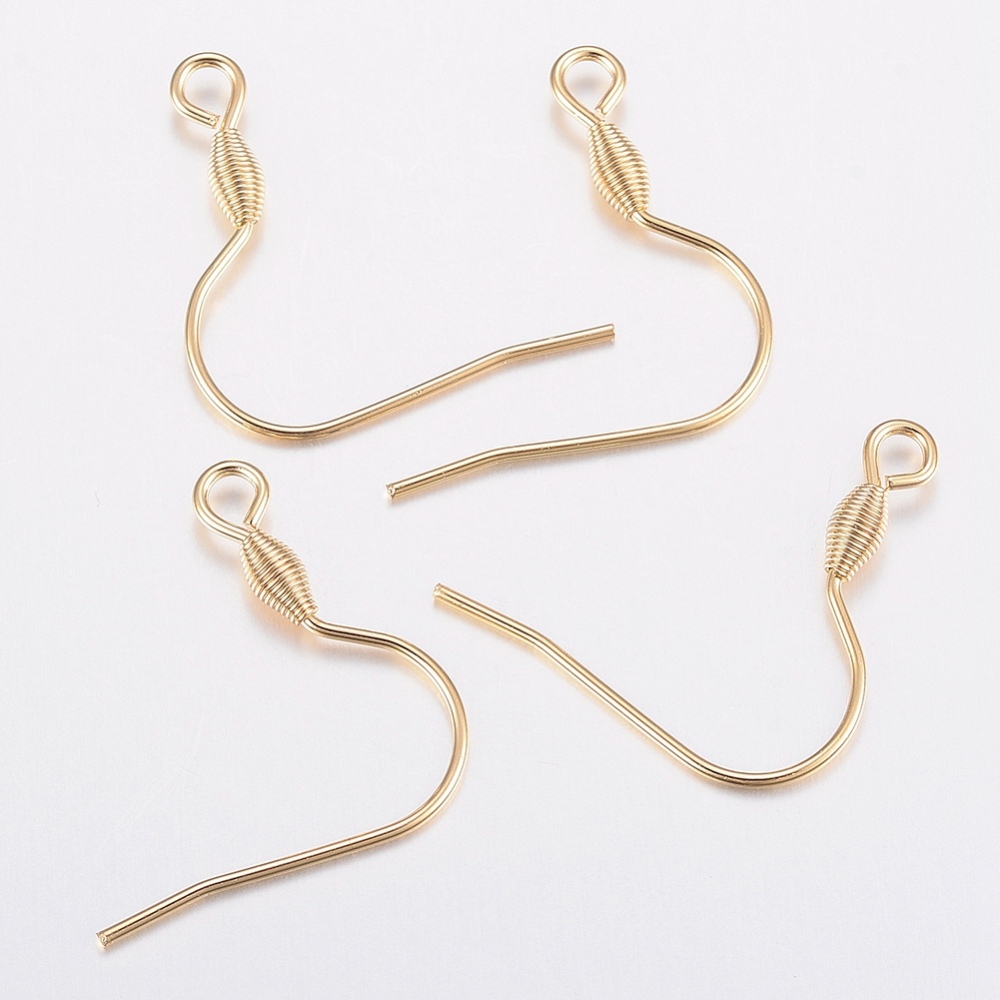 PandaHall 304 Stainless Steel Earring Hooks, Golden, 21x21x2.5mm, Hole: 2.5mm, Pin: 0.8mm Stainless Steel