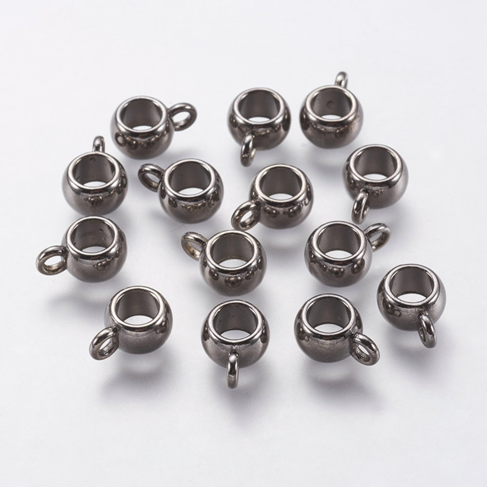 PandaHall Tibetan Style Hanger, Bail Beads, Lead Free and Cadmium Free, Gunmetal, 10.5x7.5x5mm, Hole: 2mm Alloy Round