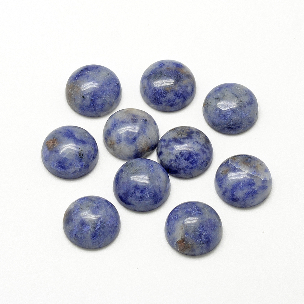 PandaHall Natural Blue Spot Stone Cabochons, Half Round/Dome, 10x4~5mm Blue Spot Stone Half Round
