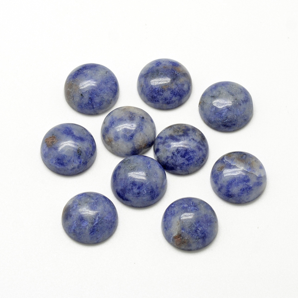 PandaHall Natural Blue Spot Stone Cabochons, Half Round/Dome, 12x5mm Blue Spot Stone Half Round